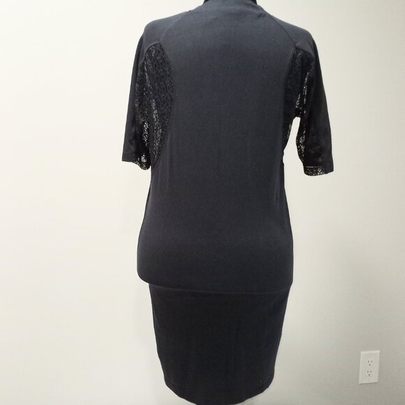 ADIDAS BLACK T-SHIRT DRESS WITH SHEER SHORT SLEEVES WOMEN SIZE S/M - Picture 7 of 8